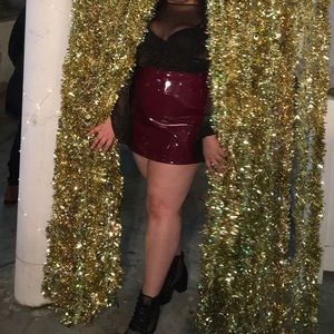 PLUS SIZE Shiny Burgundy Mini Skirt LIKE NEW